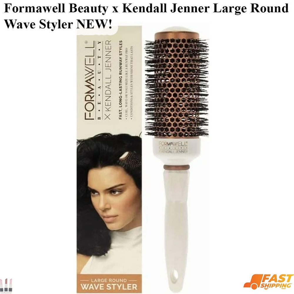 Large Round Wave Styler Brush - White with Copper Barrel